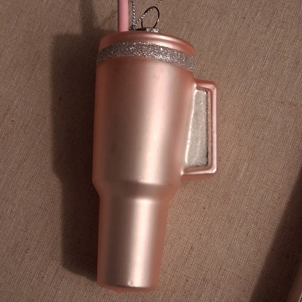 Pink Glitter Tumbler Ornament THERE A MUST Have TOO Cute !!